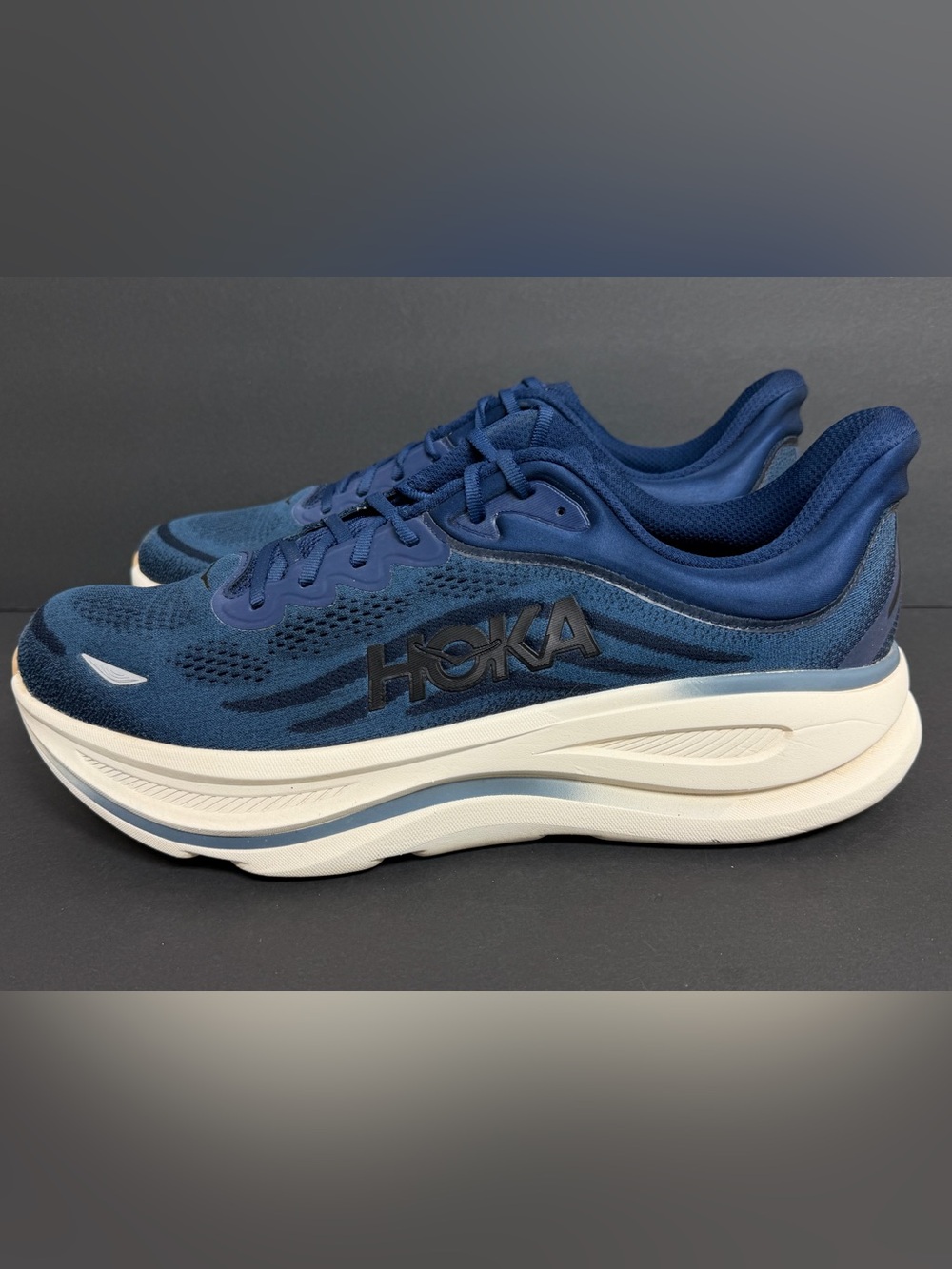 Hoka One One Bondi 9 Mens Size 15 D Blue Athletic Running Shoes BARELY WORN